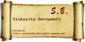 Sinkovits Bernadett névjegykártya